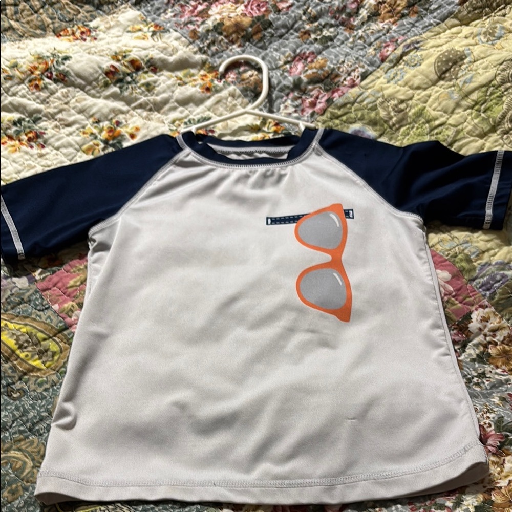 Blue and White Rashguard with Sun Protection